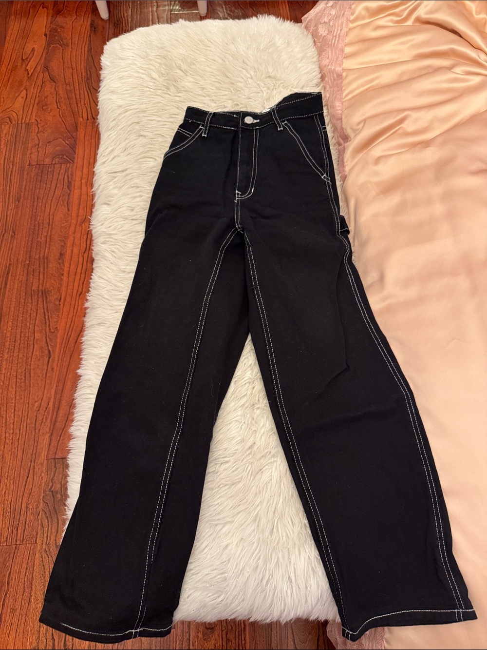 PacSun Black Wide-Leg Jeans with Contrast Stitching - Women's